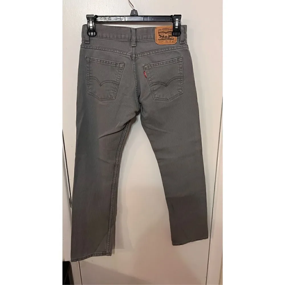 Levi's 513 Jeans Youth Mid Rise Slim Straight Denim Gray Light Wash Size 12R (28